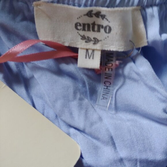 Entro Sky Blue Ruffle Puffy Sleeveless Crop Top NWT Medium - Picture 6 of 7